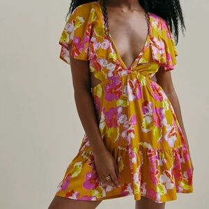 Floral Cutout Mini Dress